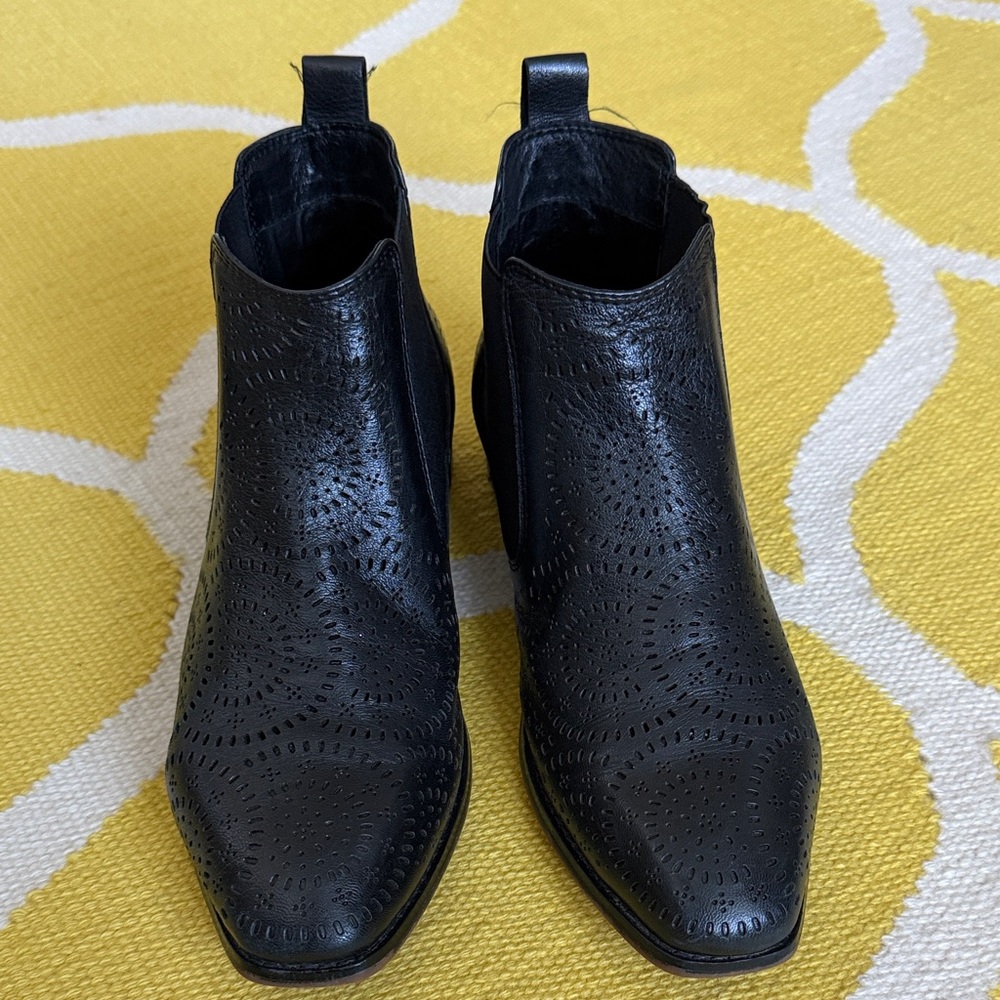 Ring Black Perforated Ankle Booties